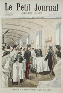 Felix Faure (1841-99) köztársasági elnök látogatása a párizsi Saint-Antoine kórházban, a Le Petit Journalból, 1895. február 17. alkotó: French School